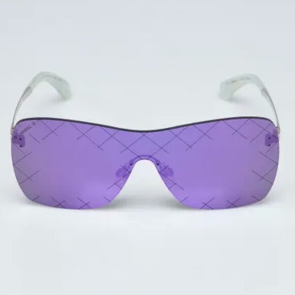 Chanel 4215 CC Shield Quilting Runway Sunglasses purple-mirror silver luxury - Picture 3 of 13